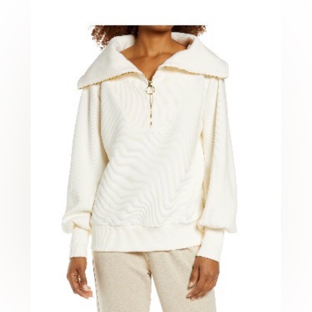 Varley Off-White Quarter-Zip Pullover